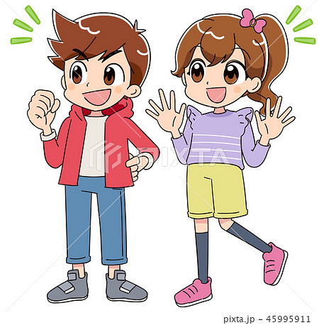 男の子と女の子 アニメ ゲーム風テイスト のイラスト素材 45995911 Pixta