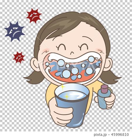 風邪やインフルエンザ予防 うがい 女性のイラスト素材