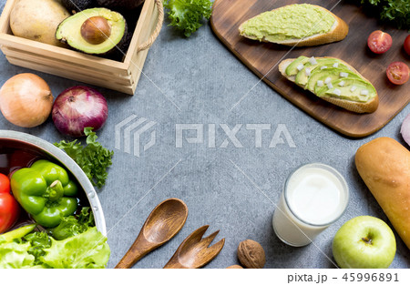 Avocado Toast with Salad and healthy.  45996891