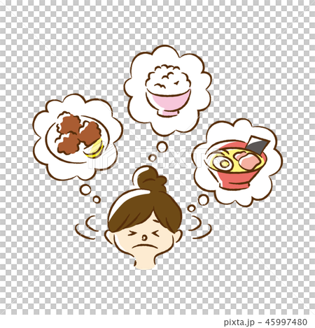 ごはんを我慢する女の人のイラスト素材