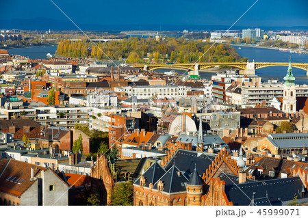 Old town Budapest with historical buildings and Danube Old town Budapest with historical buildings and Danube 45999071