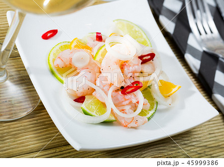 Ceviche with shrimps, lime, orange 45999386