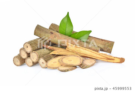 Slice Licorice roots on white background Slice Licorice roots on white background 45999553