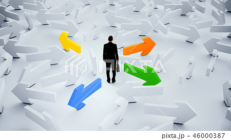 Businessman choosing his business direction Businessman choosing his business direction 46000387