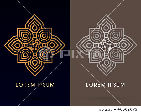 Outline Abstract, luxury Lotus graphic vector. 46002079