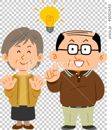 閃くシニアの夫婦　全身　正面 46002648