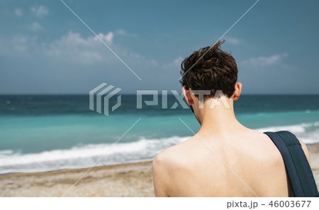 Caucasian Young Man In Front Of Tropical Sea 46003677