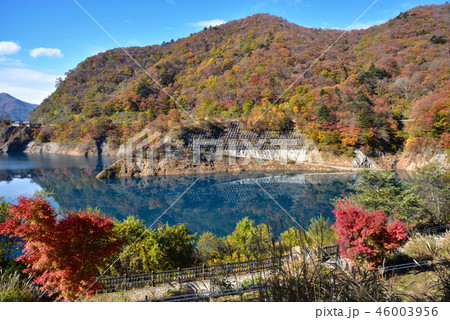 群馬県吾妻郡中之条町 奥四万湖と紅葉 46003956