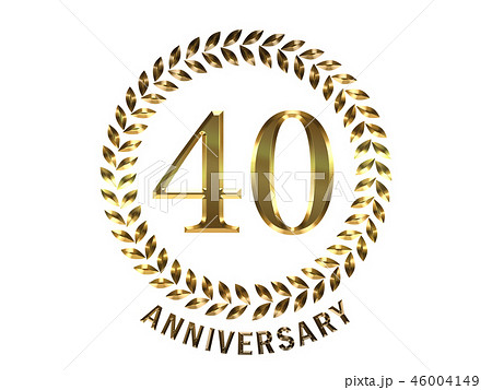 メタリックの質感の40周年記念 月桂樹の葉つきエンブレム｜anniversary 46004149