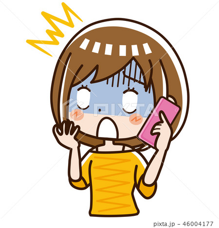 電話 女性 ショックのイラスト素材