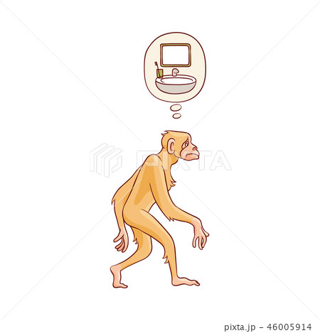 Vector cute brown monkey walking in straight 46005914