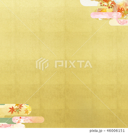 和-和柄-和風-背景-金箔-雲-霞-波-紅葉-桜 46006151