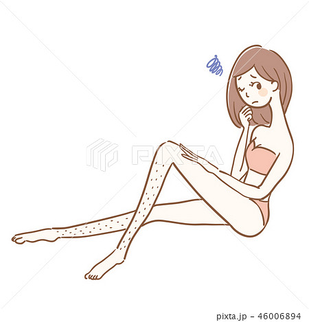 スネ毛に悩む女性 全身 スネ毛に悩む女性 全身 46006894