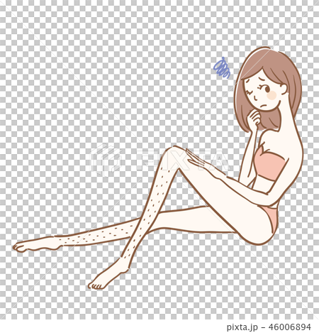 スネ毛に悩む女性 全身 スネ毛に悩む女性 全身 46006894