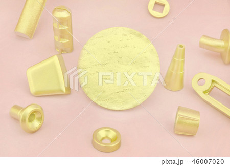 Golden geometric figures pink background 46007020