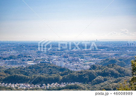 八王子城山　八王子城跡（国指定史跡）　9合目付近から東京都心方面の景色 46008989