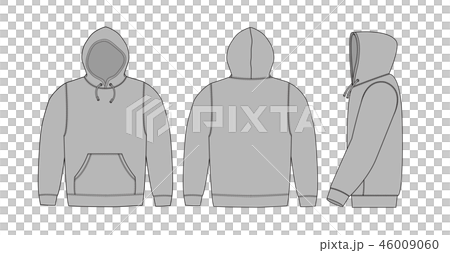 スウェットパーカー イラスト/前面・背面・側面(グレー) 46009060