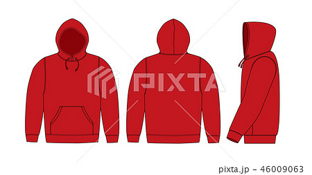 スウェットパーカー イラスト 前面 背面 側面 赤 のイラスト素材 46009063 Pixta