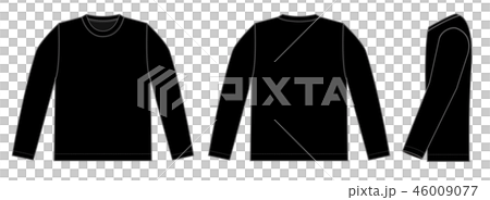 長袖Tシャツ 絵型イラスト (前面・背面・側面) / 黒・ブラックの
