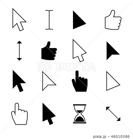 Clicking mouse cursors. Computer finger pointer, arrow click cursor. Web action and choosing icons 46010386