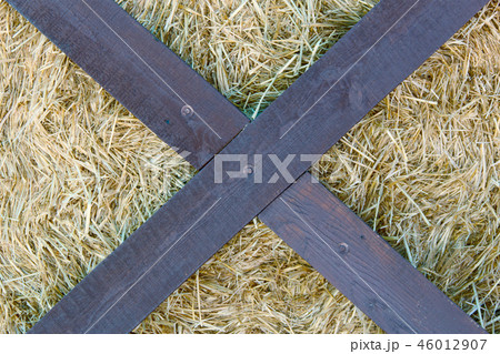bale on hay after harvest. autumn. photo 46012907