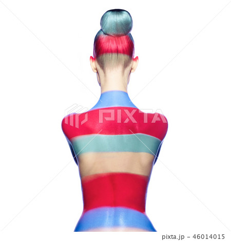 Elegant naked lady with color shadows on her body Elegant naked lady with color shadows on her body 46014015