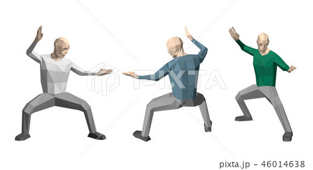 Kung fu.low poly man. Isolated on white  46014638