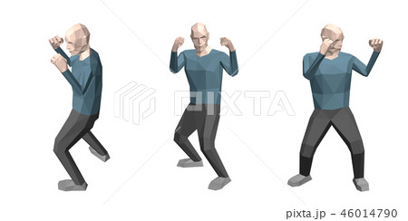Low poly man in boxing rack. Isolated on white Low poly man in boxing rack. Isolated on white 46014790