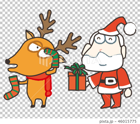 サンタクロースとトナカイ Cute Santa Claus Reindeerのイラスト素材