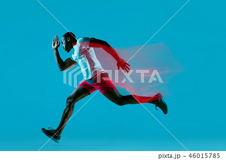 Full length portrait of active young muscular running man, Full length portrait of active young muscular running man, 46015785