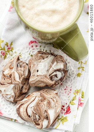 meringue cake with chocolate lying a heap on meringue cake with chocolate lying a heap on 46015860
