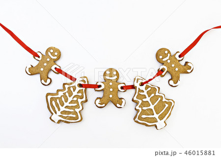 painted by ginger cookie on a tape isolated on fir painted by ginger cookie on a tape isolated on fir 46015881