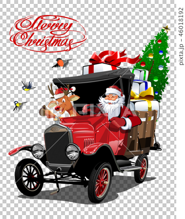 Vector Christmas card with cartoon retro Christmas 46018192