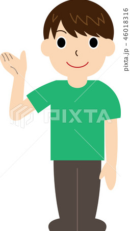 紹介するポーズの男性のイラスト素材