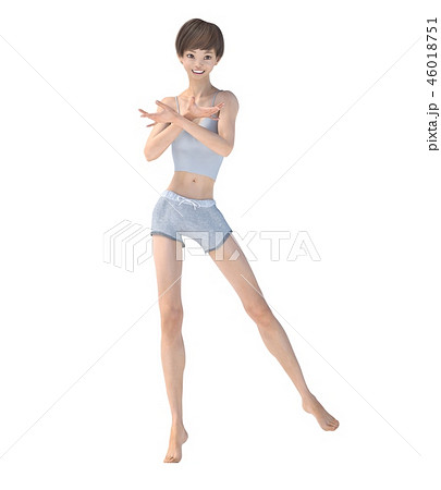 エクササイズするスリムな若い女性 46018751