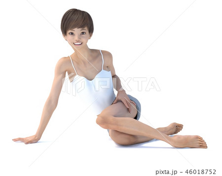 リラックスするスリムな若い女性 46018752