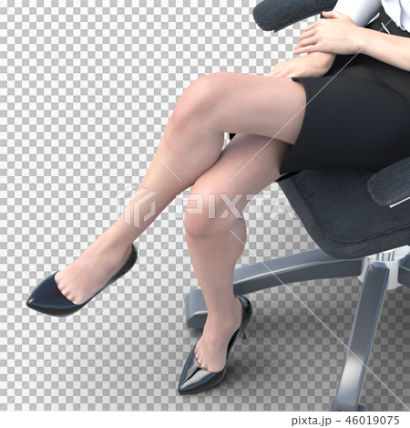 椅子に座った綺麗な足の女性　ビューティーイメージperming3DCGイラスト素材 46019075
