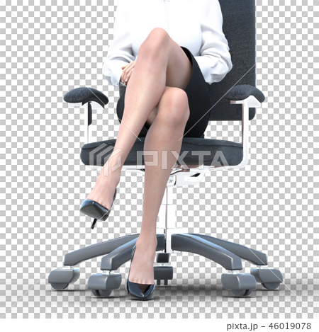 椅子に座った綺麗な足の女性　ビューティーイメージperming3DCGイラスト素材 46019078