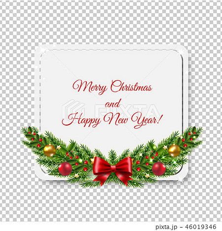 Banner With Firtrees And Balls And Bow Transparent 46019346