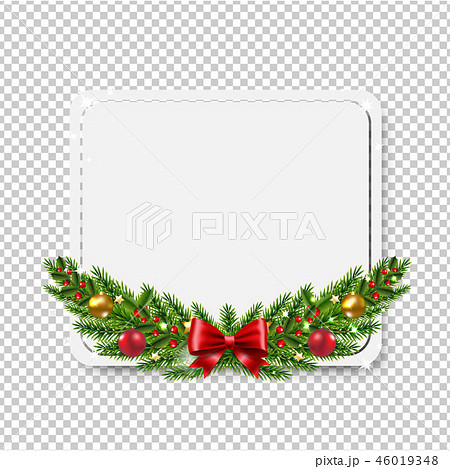 Banner With Firtrees And Balls And Bow Transparent Banner With Firtrees And Balls And Bow Transparent 46019348