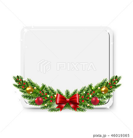 Banner With Firtrees And Balls And Bow Banner With Firtrees And Balls And Bow 46019365