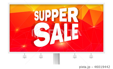 Billboard with ads of Super sale. Design of bright 46019442