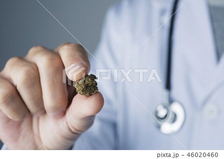 doctor man with a marijuana bud in his hand 46020460