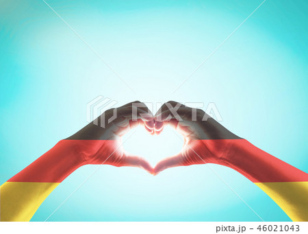 Germany national flag on people heart shape hands 46021043