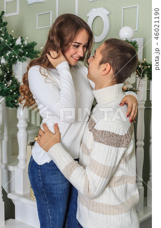 Young man and a young girl are standing Young man and a young girl are standing 46021190