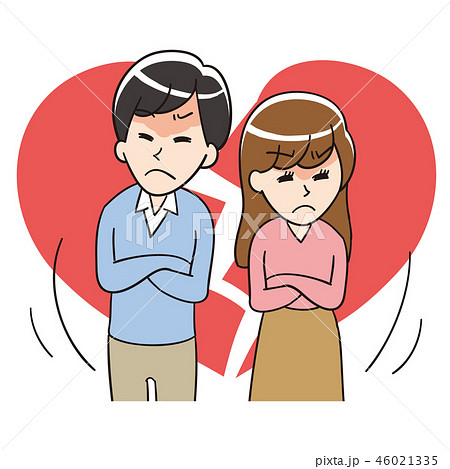 若い夫婦 喧嘩 離婚のイラスト素材