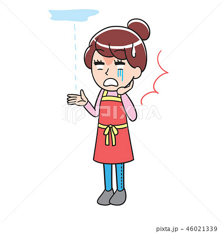 雨漏りに気が付く女性のイラスト素材