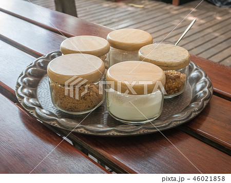 sugar for coffee in the glass bottle 46021858