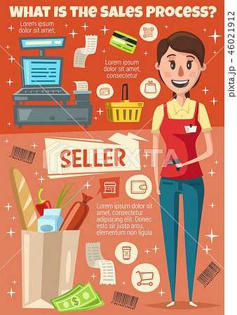 Seller profession poster of vendor with scanner Seller profession poster of vendor with scanner 46021912