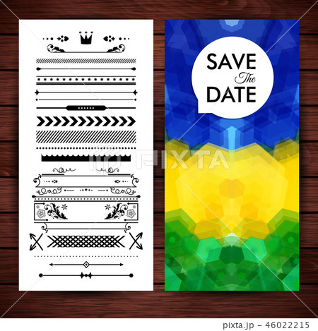 Blue, yellow and green save the date invitation 46022215